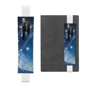 Portapenne in pelle bianca segnalibro YYHWHJDE blu cielo stellato stampa fascia elastica regolabile 21,1-4,6 cm per quaderni diari manuali pianificatori