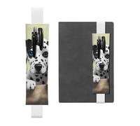Portapenne in pelle bianca segnalibro YYHWHJDE carino stampa dalmata fascia elastica regolabile 21,1-4,6 cm per quaderni diari manuali pianificatori