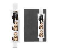 Portapenne in pelle bianca segnalibro YYHWHJDE carino stampa furetto fascia elastica regolabile 21,1-4,6 cm per quaderni diari manuali pianificatori