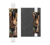 Portapenne in pelle bianca segnalibro YYHWHJDE Cute Baby Jaguar stampa fascia elastica regolabile 21,1-4,6 cm per quaderni diari manuali pianificatori