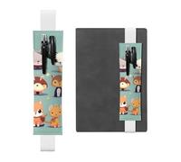 Portapenne in pelle bianca segnalibro YYHWHJDE Cute Little Animals Stampe Fascia elastica regolabile 21,1-4,6 cm per quaderni Diari Manuali Pianificatori