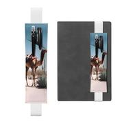 Portapenne in pelle bianca segnalibro YYHWHJDE Desert carino cammello stampe elastico regolabile 21,1-4,6 cm per quaderni diari manuali pianificatori