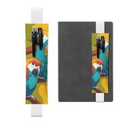 Portapenne in pelle bianca segnalibro YYHWHJDE due pappagalli colorati stampe fascia elastica regolabile 21,1-4,6 cm per quaderni diari manuali pianificatori