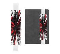 Portapenne in pelle bianca segnalibro YYHWHJDE Explosion Burst rosso nero stampa fascia elastica regolabile 21,1-4,6 cm adatto per la maggior parte dei quaderni diari