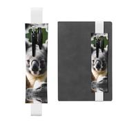 Portapenne in pelle bianca, segnalibro YYHWHJDE Green Leaf Koala stampa fascia elastica regolabile 21,1-4,6 cm adatto per la maggior parte dei quaderni diari