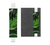 Portapenne in pelle bianca, segnalibro YYHWHJDE Green Leaf Nature Picture regolabile elastico 21,1-4,6 cm adatto per la maggior parte dei quaderni diari