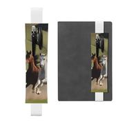 Portapenne in pelle bianca, segnalibro YYHWHJDE Horses at The Gallop, con fascia elastica regolabile da 21,1 a 4,6 cm, per quaderni, diari, manuali e pianificatori