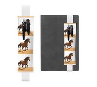 Portapenne in pelle bianca segnalibro YYHWHJDE Il cavallo al galoppo nel deserto immagine regolabile elastico 21,1-4,6 cm adatto per la maggior parte dei quaderni diari