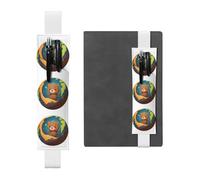 Portapenne in pelle bianca, segnalibro YYHWHJDE Il piccolo orso sul pianeta stampa fascia elastica regolabile 21,1-4,6 cm adatto per la maggior parte dei quaderni diari