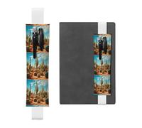 Portapenne in pelle bianca, segnalibro YYHWHJDE Il territorio del cactus stampa fascia elastica regolabile 21,1-4,6 cm adatto per la maggior parte dei quaderni diari