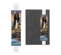Portapenne in pelle bianca segnalibro YYHWHJDE Lighthouse Diamond Painting stampe fascia elastica regolabile 21,1-4,6 cm per quaderni diari manuali pianificatori