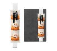 Portapenne in pelle bianca segnalibro YYHWHJDE Little Fat Sheep on the Pumpkin stampa fascia elastica regolabile 21,1-4,6 cm adatto per la maggior parte dei quaderni diari