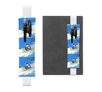 Portapenne in pelle bianca segnalibro YYHWHJDE Little Penguin su una slitta stampa fascia elastica regolabile 21,1-4,6 cm adatto per la maggior parte dei quaderni diari