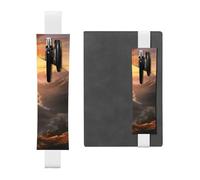 Portapenne in pelle bianca, segnalibro YYHWHJDE Mountain Sunrise, con fascia elastica regolabile da 21,1 a 4,6 cm, per quaderni, diari, diari con copertina rigida