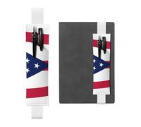 Portapenne in pelle bianca, segnalibro YYHWHJDE Ohio con stampa bandiera dello Stato dell'Ohio, fascia elastica regolabile da 21,1 a 4,6 cm, adatto per la maggior parte dei quaderni e diari