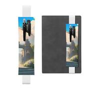 Portapenne in pelle bianca segnalibro YYHWHJDE Outside The Castle Gate stampa fascia elastica regolabile 21,1-4,6 cm adatto per la maggior parte dei quaderni diari