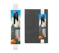 Portapenne in pelle bianca segnalibro YYHWHJDE Outside The Castle Gate stampe fascia elastica regolabile 21,1-4,6 cm per quaderni Diari Manuali Pianificatori