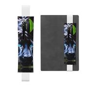 Portapenne in pelle bianca segnalibro YYHWHJDE Panther con stampe occhi azzurri fascia elastica regolabile 21,1-4,6 cm per quaderni diari manuali pianificatori