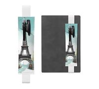 Portapenne in pelle bianca, segnalibro YYHWHJDE Romantico Parigi Torre Eiffel Stampe Biciclette Fascia elastica regolabile 21,1-4,6 cm per quaderni Diari Copertina Rigida Diario