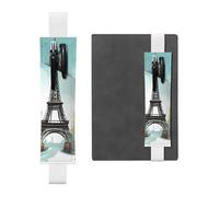 Portapenne in pelle bianca, segnalibro YYHWHJDE Romantico Parigi Torre Eiffel Stampe Biciclette Fascia elastica regolabile 21,1-4,6 cm per quaderni Diari Manuali Pianificatori