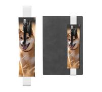 Portapenne in pelle bianca segnalibro YYHWHJDE Shiba Inu immagine regolabile fascia elastica 21,1 - 4,6 cm adatto per la maggior parte dei quaderni diari