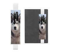 Portapenne in pelle bianca segnalibro YYHWHJDE Siberian Husky immagine regolabile fascia elastica 21,1-4,6 cm adatto per la maggior parte dei quaderni diari