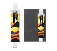Portapenne in pelle bianca, segnalibro YYHWHJDE Sunrise Mountain, con fascia elastica regolabile da 21,1 a 4,6 cm, per quaderni, diari, diari con copertina rigida