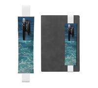 Portapenne in pelle bianca, segnalibro YYHWHJDE The Deep Ocean, con fascia elastica regolabile da 21,1 a 4,6 cm, adatto per la maggior parte dei quaderni e diari