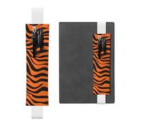 Portapenne in pelle bianca segnalibro YYHWHJDE Tiger Stripes arancione motivo stampato elastico regolabile 21,1-4,6 cm per quaderni diari manuali pianificatori