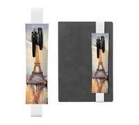 Portapenne in pelle bianca, segnalibro YYHWHJDE Torre Eiffel Parigi dipinto stampa fascia elastica regolabile 21,1-4,6 cm adatto per la maggior parte dei quaderni diari