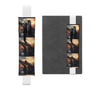 Portapenne in pelle bianca, segnalibro YYHWHJDE Trains on The Bridge, con fascia elastica regolabile da 21,1 a 4,6 cm, adatto per la maggior parte dei quaderni e diari