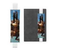 Portapenne in pelle bianca segnalibro YYHWHJDE Two Monkeys stampa fascia elastica regolabile 21,1-4,6 cm per quaderni diari manuali pianificatori