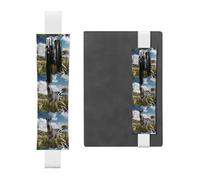 Portapenne in pelle bianca, segnalibro YYHWHJDE Zebra on the Grassland, con fascia elastica regolabile da 21,1 a 4,6 cm, adatto per la maggior parte dei quaderni e diari