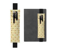 Portapenne in pelle con gatto in stile cartone animato, segnalibro: adatto per notebook, diari, calendari, custodie per tablet, lettura, lavoro, ecc., Nero , Taglia unica