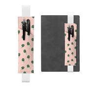 Portapenne in pelle con stampa cactus rosa con fascia elastica, segnalibro per quaderni, diari, agende