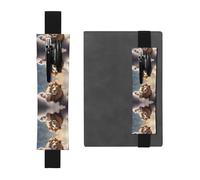 Portapenne in pelle nera con stampa di agnello WZYWHJ con un leone sulle nuvole, design con fascia elastica in pelle PVC di alta qualità per quaderni, diari e agende