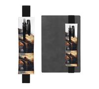 Portapenne in pelle nera con stampa di WZYWHJ Trains on the Bridge, design con fascia elastica in pelle PVC per quaderni, diari e agende