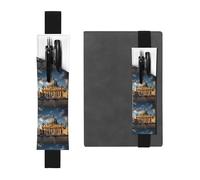 Portapenne in pelle nera con stampa WHJSHOP Basilica di San Pietro, fascia elastica regolabile da 21,1 a 4,6 cm, per quaderni, diari, diari con copertina rigida