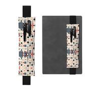 Portapenne in pelle nera con stampa WHJSHOP Paris, fascia elastica regolabile da 21,1 a 4,6 cm, per quaderni, diari, diari con copertina rigida
