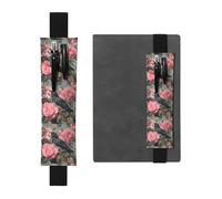 Portapenne in pelle nera con stampa WHJSHOP The Raven in the Rose, fascia elastica regolabile da 21,1 a 4,6 cm, adatto per la maggior parte dei quaderni e diari