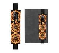 Portapenne in pelle nera con stampa WZYWHJ che gira la fiamma, design con fascia elastica in pelle PVC di alta qualità per quaderni, diari e agende