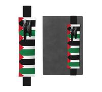 Portapenne in pelle nera con stampa WZYWHJ Flag of the State of Palestine, design con fascia elastica in pelle PVC per quaderni, diari e agende