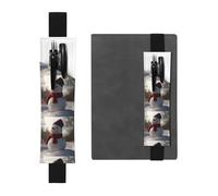 Portapenne in pelle nera con stampa WZYWHJ Little Snowman in the Forest - Design con fascia elastica in pelle PVC di alta qualità per quaderni, diari e agende