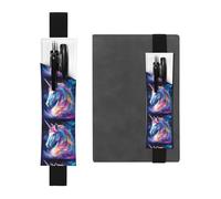 Portapenne in pelle nera con stampa WZYWHJ The Dazzling Unicorn, design con fascia elastica in pelle PVC per quaderni, diari e agende