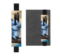 Portapenne in pelle nera con stampa YYHWHJDE cincillà e luna, fascia elastica regolabile da 21,1 a 4,6 cm, adatto per la maggior parte dei quaderni e diari