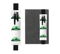 Portapenne in pelle nera con stampa YYHWHJDE Hills Under The Aurora, fascia elastica regolabile da 21,1 a 4,6 cm, adatto per la maggior parte dei quaderni e diari