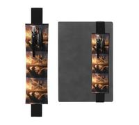 Portapenne in pelle nera con stampa YYHWHJDE The Towering Bridge, fascia elastica regolabile da 21,1 a 4,6 cm, adatto per la maggior parte dei quaderni e diari