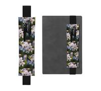 Portapenne in pelle nera, segnalibro BROLEO bianco con stampa di fiori di pera regolabile, elastico 21,1-4,6 cm, adatto per la maggior parte dei quaderni e diari