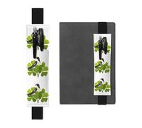 Portapenne in pelle nera segnalibro BROLEO Clover e rondine maculato stampato fascia elastica regolabile 21,1-4,6 cm adatto per la maggior parte dei quaderni diari