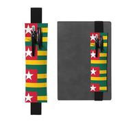 Portapenne in pelle nera, segnalibro BROLEO Flag of Togo, con fascia elastica regolabile da 21,1 a 4,6 cm, adatto per la maggior parte dei quaderni e diari